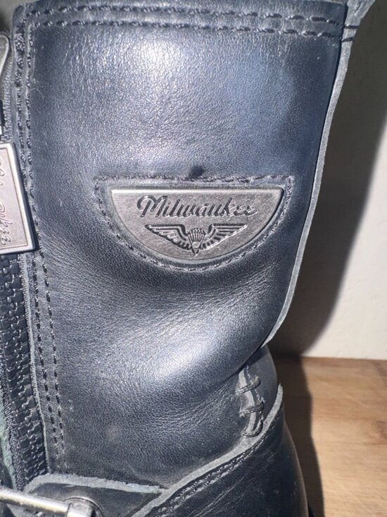 Milwaukee Leather Mens Black Motorcycle Boots Size 7.5 USA With Side Zippers main image 7